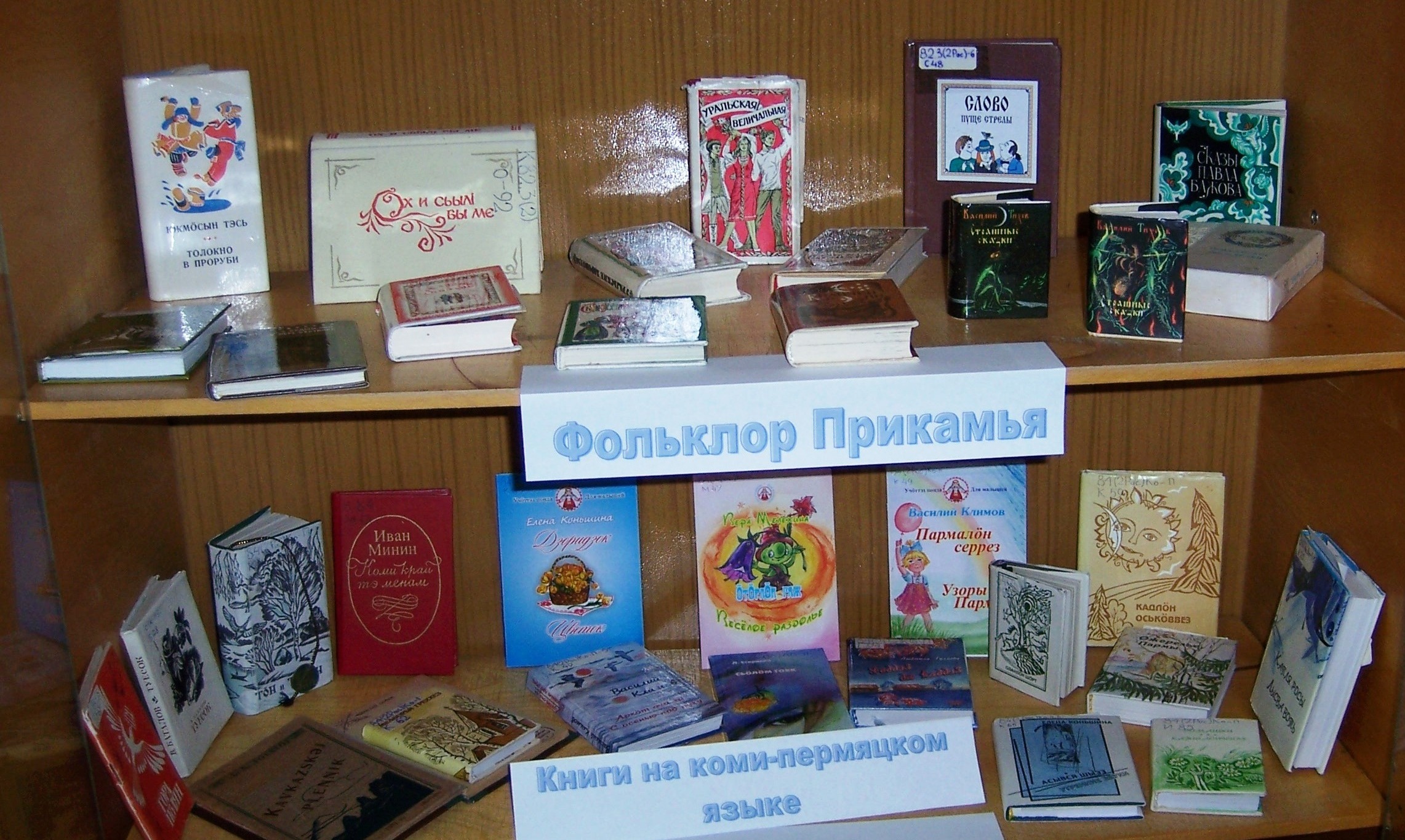 Фрагмент выставки миниатюрной книги. Фольклор и книги на коми-пермяцком языке